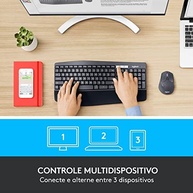 Combo Teclado e Mouse sem fio Logitech MK850 com Teclado com Apoio, USB Unifying ou Bluetooth para até 3 dispositivos e Pilha Inclusa,black - imagem 3