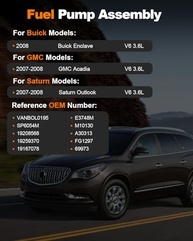 Bomba de Combustível Elétrica para Buick Enclave, GMC Acadia e Saturn Outlook 3.6L V6 - Qualidade e Desempenho Garantidos - imagem 3