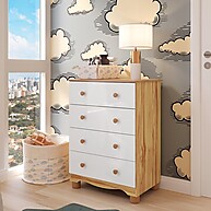 Cômoda Infantil 4 Gavetas MDF Branco/Amêndoa – Segura e Estilosa - imagem 1