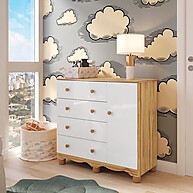 Cômoda Infantil Mimo Espresso – Branco Brilho/Amêndoa - imagem 1