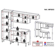 Cozinha Compacta Pequim 9 Portas - Design Moderno em Carvalho Avelã e Preto - imagem 3