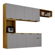 Armário de Cozinha Nara Compacta 8 Portas com 1 Gaveta 193cm Cinamomo/Cinza - Organização Moderna e Resistente - imagem 2