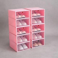 Kit 6 Caixas Organizadoras para Sapatos Empilháveis - Transparentes e Compactas (Rosa) - imagem 3