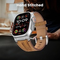 Bouixel Pulseira de couro genuíno de grão superior compatível com Apple Watch Ultra 3 de 49 mm, 46 mm, 45 mm, 44 mm e 42 mm, pulseira de metal resistente para Apple Watch Ultra 2/1 séries 11 10 9 8 7 - imagem 5