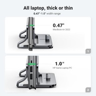 UGREEN Suporte vertical para laptop para mesa compatível com MacBook Pro, suporte para MacBook Air em alumínio vertical ajustável para laptop para jogos de até 17,3 polegadas, cinza prateado - imagem 4