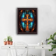 Kit Pintura de Diamante Cruz Arte Vitral 30x40cm - Artesanato Relaxante com Strass Completo - imagem 4