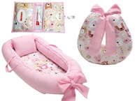 Kit Completo para Bebê Menina: Almofada Amamentação + Ninho Redutor + Porta Fralda Rosa - imagem 1