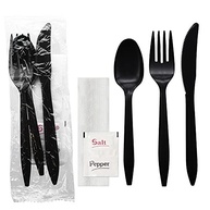 Party Essentials - Talheres Descartáveis Embalados Individualmente | Kit Completo com Garfos, Facas, Guardanapos e Temperos - imagem 2