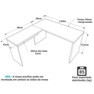 Mesa em L 160x150cm: Seu Escritório Completo! - imagem 2