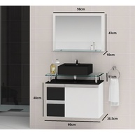 Gabinete de Banheiro 60cm Diamante Preto Completo - imagem 2
