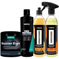 Kit Completo Estética Automotiva: Pneu Pretinho, Hidratação e Limpeza de Couro Vonixx & Vintex - imagem 1