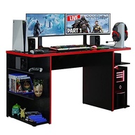 Mesa para Computador Gamer Madesa 9409 - Design Preto/Vermelho com 4 Prateleiras - imagem 2