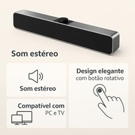 Caixa de Som - Soundbar Estéreo USB para PC Computador TV - Som Potente com Efeito Estéreo e Modo Auxiliar - imagem 3