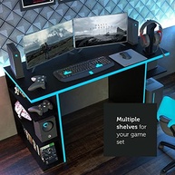 Mesa para Computador Gamer Madesa 9409 - Design Moderno Preto/Azul - imagem 5