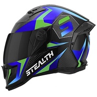 Capacete Fechado Pro Tork Stealth Concept Azul/Verde Brilhante - TAM 56 - Viseira Fumê - imagem 2