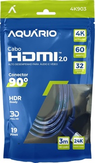 Cabo HDMI 90° 2.0 4K 3D 3 Metros - Conexão Premium com Ângulo Inovador - imagem 1