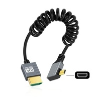 Cabo Micro HDMI 2.1 CY: Conexão 8K 60Hz, Ângulo Reto 90°, Enrolado e Esticável para Câmeras, HDTVs e Laptops - imagem 2
