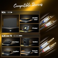 Tisino Cabo Duplo 6.35mm TS para RCA: Conexão Estéreo Profissional e Durável - imagem 3