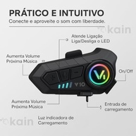 Fone de Ouvido Bluetooth Y10 para Capacete de Moto: Conexão 5.3, IPX6, Microfone HQ e Bateria Duradoura - imagem 5