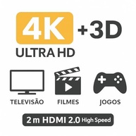 Cabo HDMI 2.0 2 Metros 4K Ultra HD 3D - Imagem Incrível e Conexão Estável - imagem 3