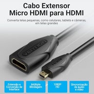 Cabo Micro HDMI para HDMI 2.0 1m 4K UHD - Conexão Premium para Câmeras, Drones e Tablets - imagem 3