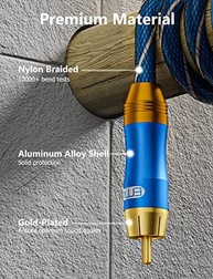 Cabo Subwoofer EMK 2m: Som Imersivo com Conexão Digital Coaxial RCA Dourado - imagem 3