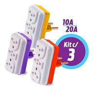 AMZTOP Kit 3 Adaptadores Tomada Benjamin T: Multiplique suas Conexões com Segurança e Praticidade! - imagem 3