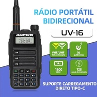 Walkie Talkie UV-16 Longo Alcance: Comunicação Confiável com Fone, Lanterna e Rádio FM - imagem 3
