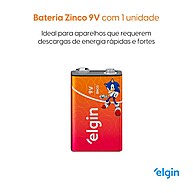 Pilha 9V Elgin: Kit 10 Unidades – Energia Confiável! - imagem 2