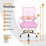 Cadeira de Escritório Ergonômica Rosa Begonia - Tela Mesh, Ajustável e Confortável - imagem 3