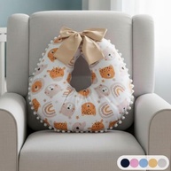Almofada de Amamentação Confortável com Estampa Coala e Detalhes em Pompom - Suporte Ergonômico com Zíper e Enchimento Removível - imagem 4