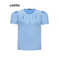 Lovito Blusa Plissada Lisa – Elegante e Confortável - imagem 2