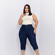 Jeans Capri Plus Size: Modelador e Confortável ✨ - imagem 1