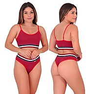 Top Listrado + Tanga: Kit 3 Sexy e Confortável - imagem 1