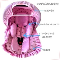 conforto-a-5-capota-e-kit-protetor-redutor-0-bebe-estilo-coroa-rosa-cinto-13kg-pecas-capa-a