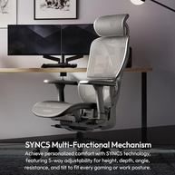 Cadeira Ergonômica XTC Mesh Cinza ThunderX3 – Conforto e Suporte Premium para Longas Jornadas - imagem 5