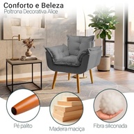 Poltrona Alice Cinza - Conforto e Estilo para Ambientes Modernos - imagem 4