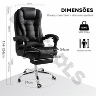 Cadeira Presidente Ergonômica com Apoio para os Pés - Conforto Premium em Couro - imagem 3
