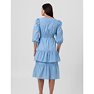 Vestido Tricoline Camadas Azul Pequiá – Elegância com Conforto - imagem 2