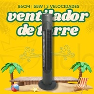 Ventilador Torre Silencioso Cinza 86cm - 3 Velocidades | Potência e Conforto em um Design Moderno - imagem 5