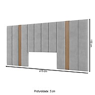 Cabeceira Casal Estofada Freijó/Linho Cinza – Elegância e Conforto - imagem 2