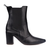 Bota Feminina Chelsea Boots Cano Médio Salto Bloco Bico Fino - Estilo e Conforto - imagem 2