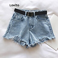 Lovito Short Jeans Casual com Franjas – Estilo e Conforto - imagem 2