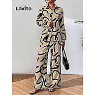 Lovito Calça Casual com Botões Geométricos – Estilo e Conforto - imagem 2