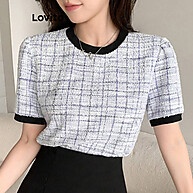 Blusa Casual Gingham Plissada Colorblock Lovito - Estilo e Conforto - imagem 2