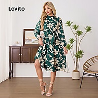 Vestido Casual Floral com Cinto Franzido Lovito – Estilo e Conforto - imagem 2