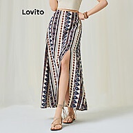 Saia Boho Geométrica Lovito: Estilo e Conforto! - imagem 2