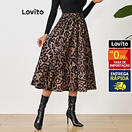 Saia Feminina Midi Animal Print Lovito: Estilo e Conforto - imagem 2