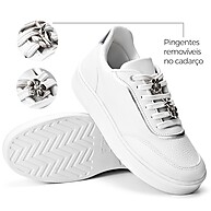 Tênis Feminino Lumiss Branco com Pingente: Estilo e Conforto - imagem 2