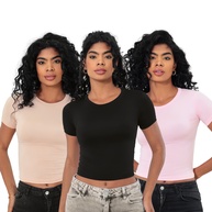 Baby Tee Feminina: Kit 3 Slim Fit e Conforto - imagem 2